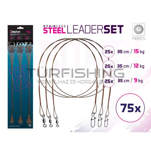 Szett BOMB! acél előke karabinerrel / 7 szál 75x /35cm/9,12,15kg