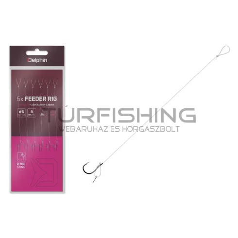Kötött horog Delphin FLR D-rig / 6db 8cm / 0,22mm / B-LESS #6 / Sting 7mm