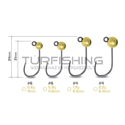 Delphin T-AREA BL Tungsten jig / 5 db arany/4mm/0,6g/#6