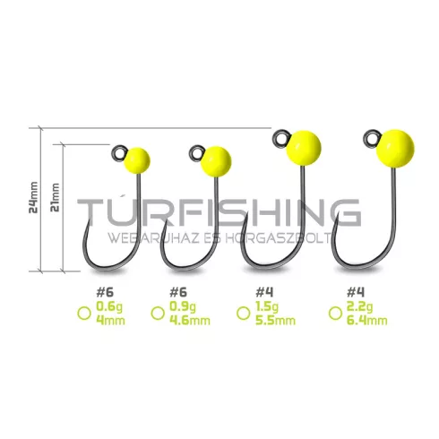 Delphin T-AREA BL Tungsten jig / 5 db fluo sárga/4mm/0,6g/#6
