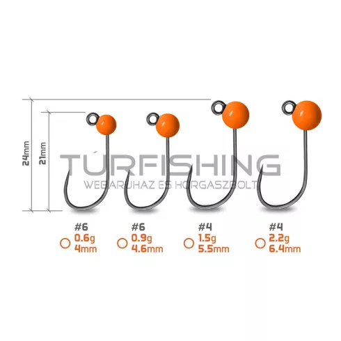 Delphin T-AREA BL Tungsten jig / 5 db fluo narancs/4mm/0,6g/#6