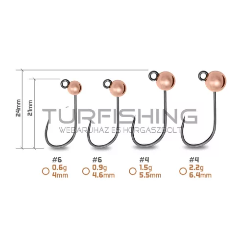 Delphin T-AREA BL Tungsten jig / 5 db réz/4,6mm/0,9g/#6