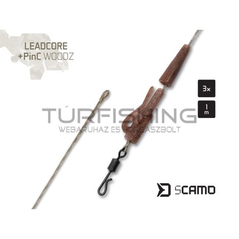 Delphin sCAMO Leadcore + PinC WOODZ előke / 3db 1m