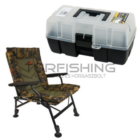 CARP EXPERT COMFORT CAMO SZÉK AJÁNDÉK FISHING BOX ARIEL 2T DOBOZZAL