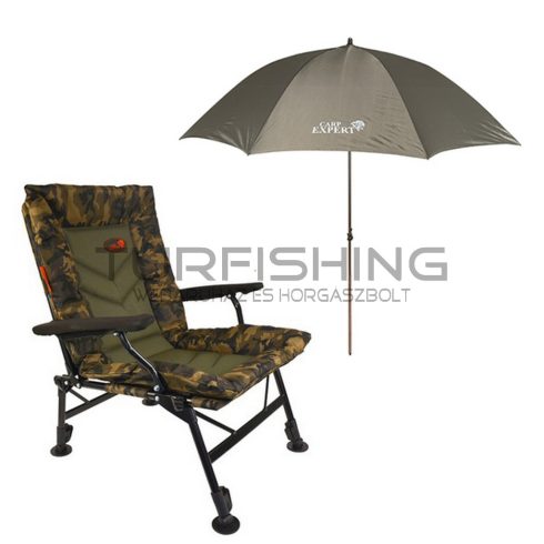 CARP EXPERT COMFORT CAMO SZÉK CXP 220CM ERNYŐVEL