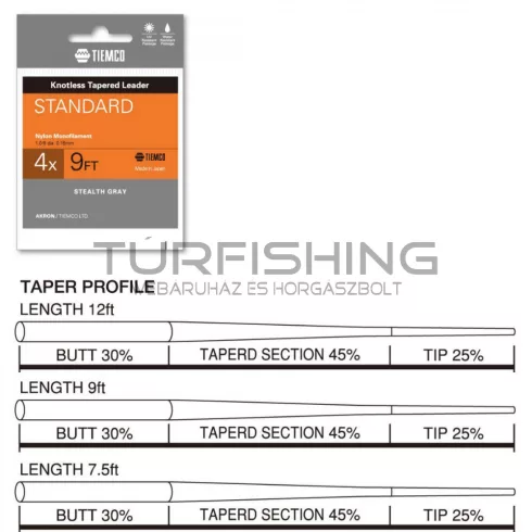 Tiemco TIEMCO VÉKONYODÓ ELŐKE STANDARD TAPERED LEADER 9ft 3X