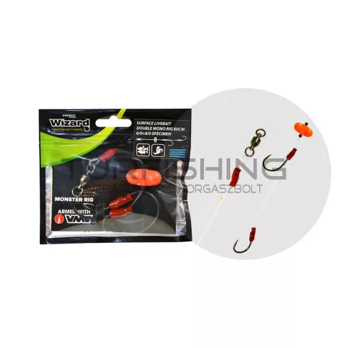 WIZARD MONSTER SURFACE LIVEBAIT DOUBLE MONO RIG 7/0+9/0 CLASSIC