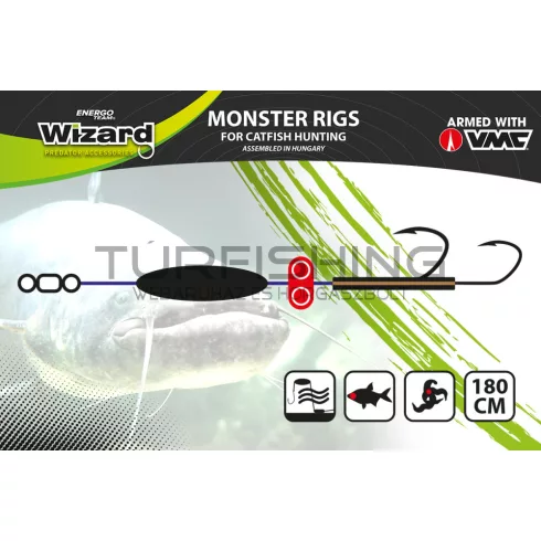 WIZARD MONSTER RIVER UPOSE PRO DOUBLE MONOBRAID RIG 20G 7/0+9/0 ROUND
