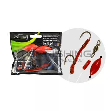   WIZARD MONSTER RIVER DOUBLE UPOSE PRO MONOBRAID RIG 4+4G 9/0+11/0 ROUND