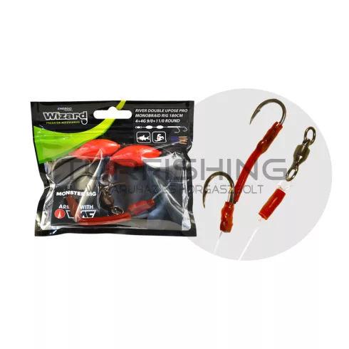 WIZARD MONSTER RIVER DOUBLE UPOSE PRO MONOBRAID RIG 4+4G 6/0+8/0 SPECIMEN