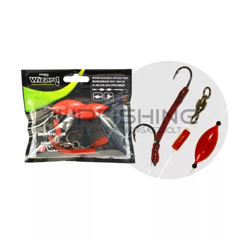 WIZARD MONSTER RIVER DOUBLE UPOSE PRO MONOBRAID RIG 4+4G 7/0+9/0 ROUND