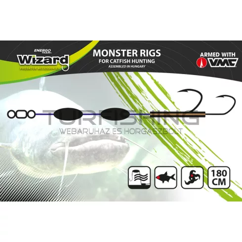 WIZARD MONSTER RIVER DOUBLE UPOSE PRO MONOBRAID RIG 4+4G 7/0+ 9/0 CLASSIC