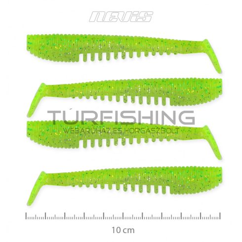 NEVIS Impulse Shad 10cm 4db/cs Fluo Zöld Flitter x2