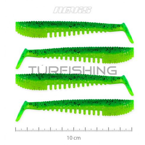 NEVIS Impulse Shad 10cm 4db/cs Zöld Flitter