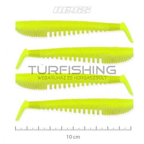 NEVIS Impulse Shad 10cm 4db/cs FluoZöld