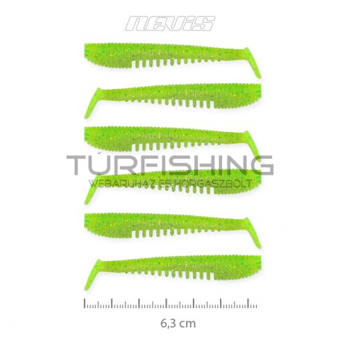 NEVIS Impulse Shad 6.3cm 6db/cs FluoZöld Flitter 2x