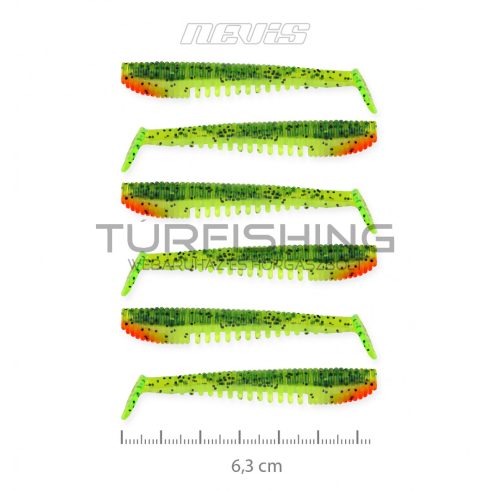 NEVIS Impulse Shad 6.3cm 6db/cs Zöld-Narancs Flitter