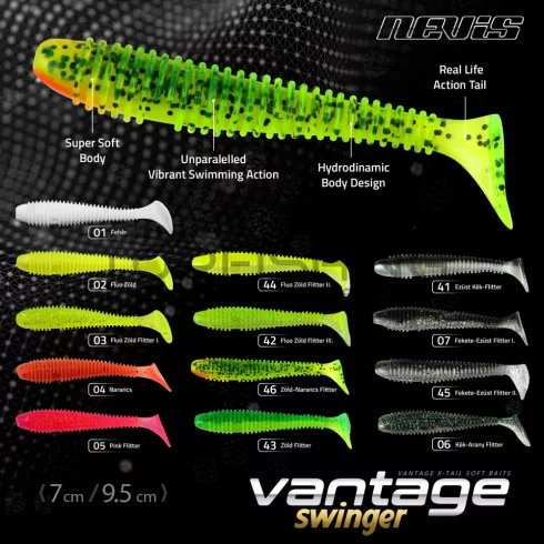 NEVIS Vantage Swinger 9,5cm 3db/cs FluoZöld Flitter II.