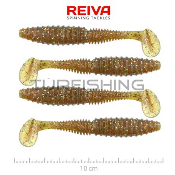 REIVA Zander Power Shad 10cm 4db/cs (Barna Flitter)