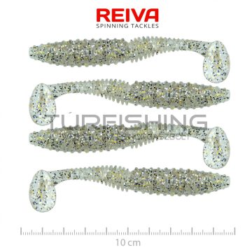 REIVA Zander Power Shad 10cm 4db/cs (Ezüst Flitter)