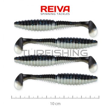 REIVA Zander Power Shad 10cm 4db/cs (Fekete Ezüst)