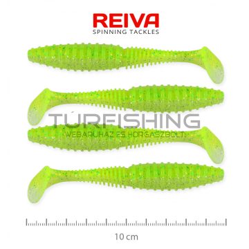 REIVA Zander Power Shad 10cm 4db/cs (Fluo Zöld Flitter I.)