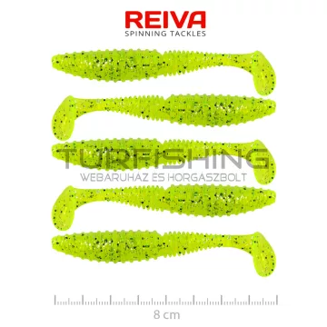 REIVA Zander Power Shad 8cm 5db/cs (Fluo Zöld Flitter II.)