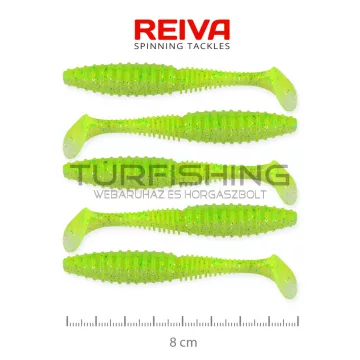 REIVA Zander Power Shad 8cm 5db/cs (Fluo Zöld Flitter I.)