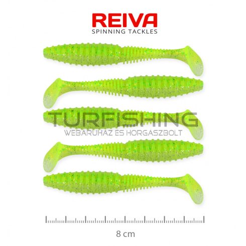 REIVA Zander Power Shad 8cm 5db/cs (Fluo Zöld Flitter I.)