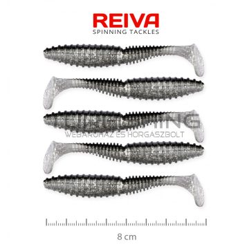 REIVA Zander Power Shad 8cm 5db/cs (Ezüst Flitter)