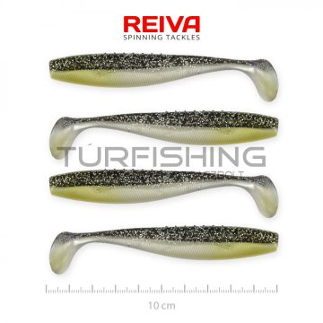 REIVA Flat Minnow shad 10cm 4db/cs (Fekete-Ezüst Flitter)