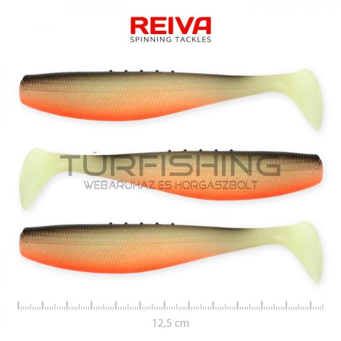 REIVA Flat Minnow shad 12,5cm 3db/cs (Fekete-Fehér-Narancs)