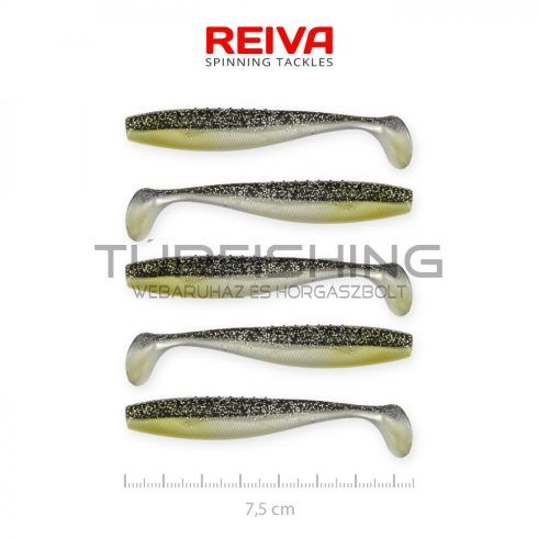 REIVA Flat Minnow shad 7,5cm 5db/cs (Fekete-Ezüst Flitter)