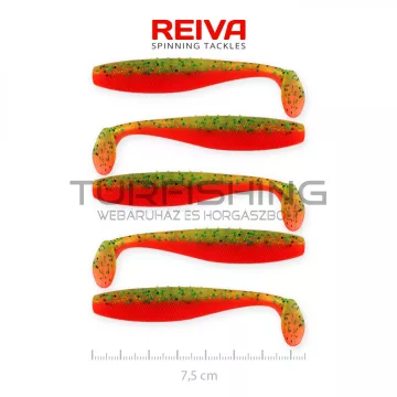 REIVA Flat Minnow shad 7,5cm 5db/cs (Zöld-Narancs Flitter)