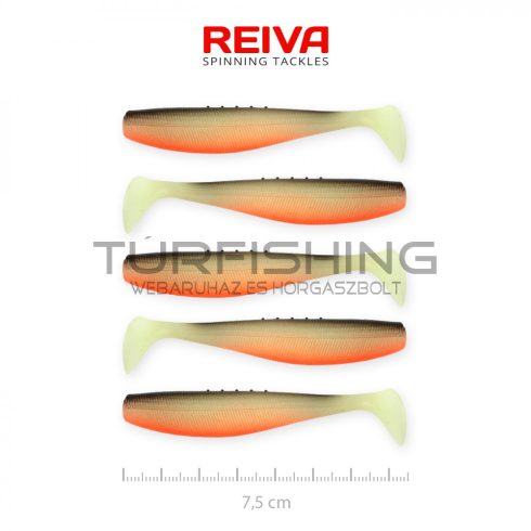 REIVA Flat Minnow shad 7,5cm 5db/cs (Fekete-Fehér-Narancs)
