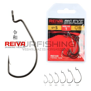 REIVA Offset Worm Big eye 1/0 5db/cs