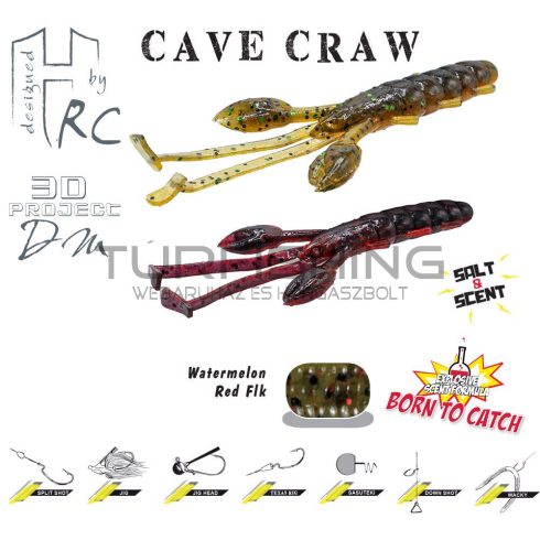 Herakles CAVE CRAW 3.8" 9.6cm Watermelon Red Flakes