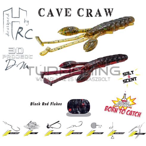 Herakles CAVE CRAW 3.8" 9.6cm Black Red Flakes