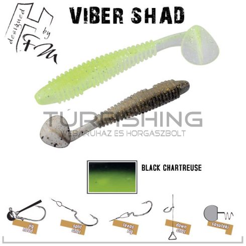 Herakles VIBER SHAD 3.8" 9.7cm BLACK CHARTREUSE