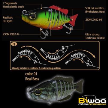 Biwaa SWIMBAIT SEVEN S4" 10cm 17gr 01 Real Bass