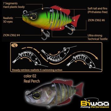 Biwaa SWIMBAIT SEVEN S4" 10cm 17gr 02 Real Perch