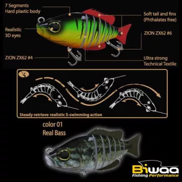 Biwaa SWIMBAIT SEVEN S6" 15cm 60gr 01 Real Bass