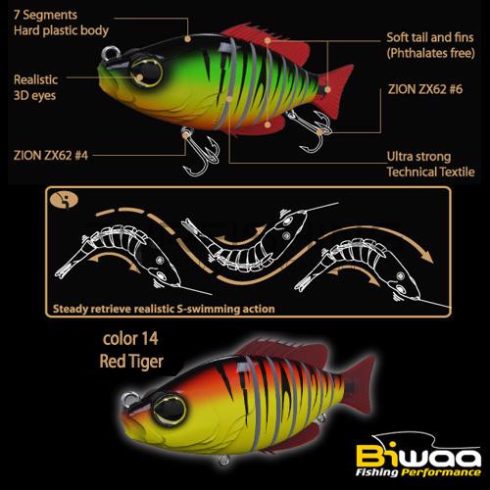 Biwaa SWIMBAIT SEVEN S6" 15cm 60gr 14 Red Tiger