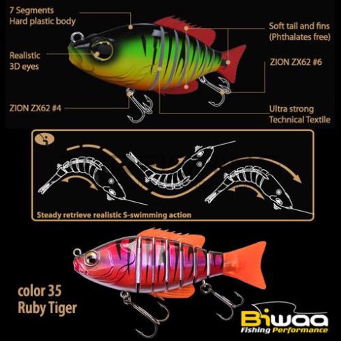 Biwaa SWIMBAIT SEVEN S5" 13cm 34gr 35 Ruby Tiger