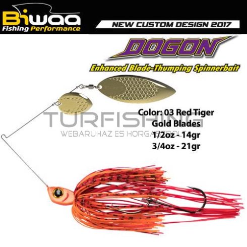 Biwaa SPINNERBAIT DOGON 1/2oz 14gr 03 Red Tiger-Gold Blades