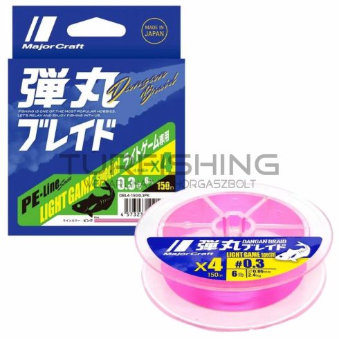 Major Craft MAJOR CRAFT DANGAN BRAID X4 LIGHT GAME 150m #0.3 6lb Pink