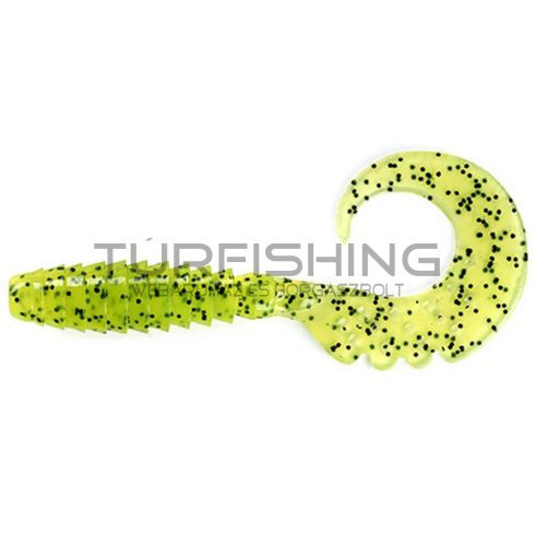 FISHUP_FANCY GRUB 1" (12PCS.), #055 - CHARTREUSE/BLACK