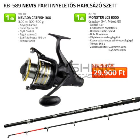 NEVIS Parti nyeletős harcsázó szett  1550-300+ 2527-480