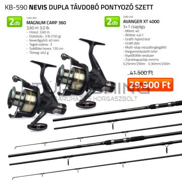   NEVIS Dupla Távdobó pontyozó szett  2x 1226-363+ 2x  2545-450