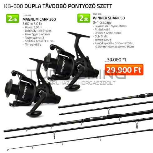 NEVIS Dupla távdobó pontyozó szett 2x 1226-363+ 2x 2547-450